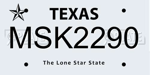 MSK2290 Texas License Plate