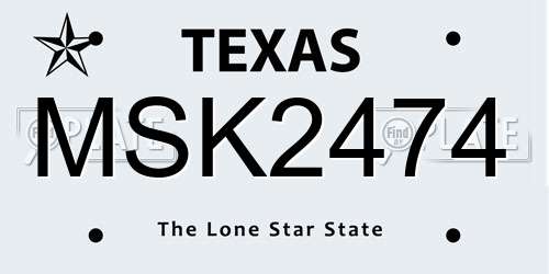 MSK2474 Texas License Plate