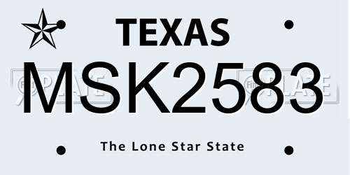 MSK2583 Texas License Plate