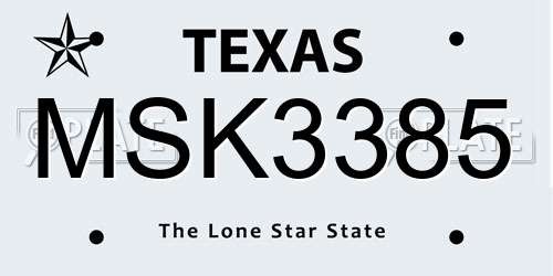 MSK3385 Texas License Plate