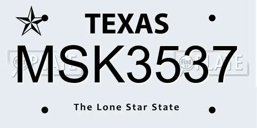 MSK3537 Texas License Plate