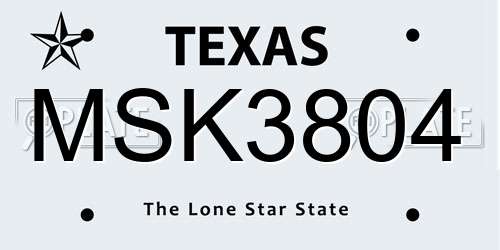 MSK3804 Texas License Plate