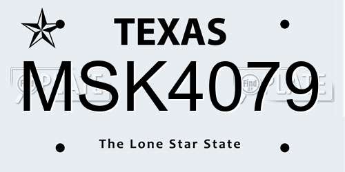 MSK4079 Texas License Plate