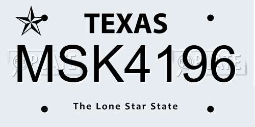 MSK4196 Texas License Plate