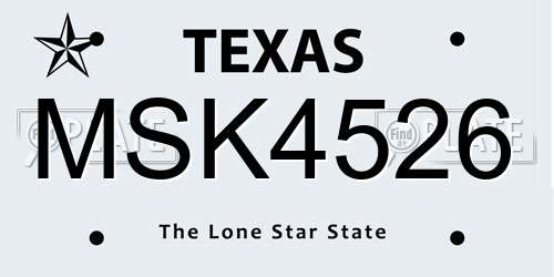 MSK4526 Texas License Plate