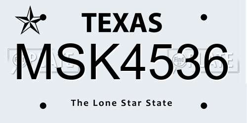 MSK4536 Texas License Plate