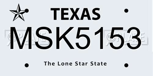 MSK5153 Texas License Plate