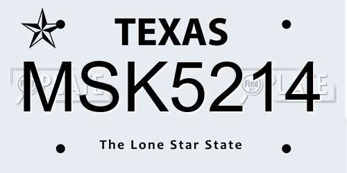 MSK5214 Texas License Plate