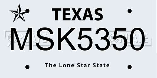 MSK5350 Texas License Plate