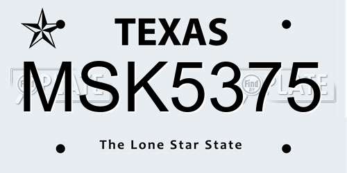 MSK5375 Texas License Plate