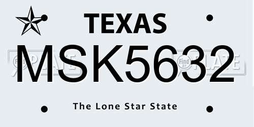 MSK5632 Texas License Plate