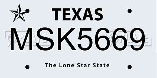 MSK5669 Texas License Plate