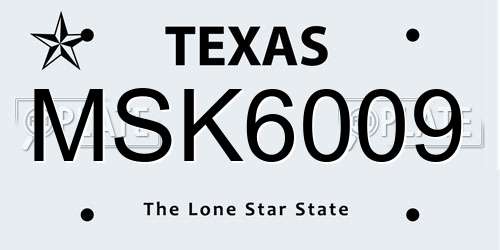 MSK6009 Texas License Plate