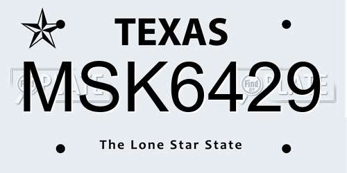 MSK6429 Texas License Plate