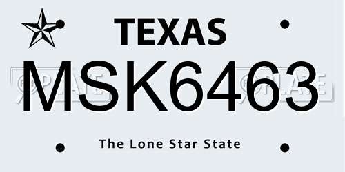 MSK6463 Texas License Plate