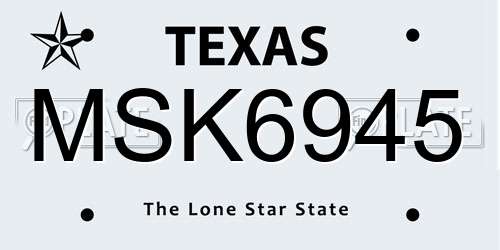 MSK6945 Texas License Plate