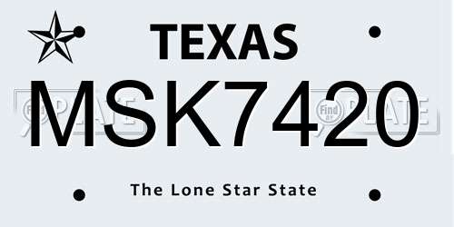 MSK7420 Texas License Plate