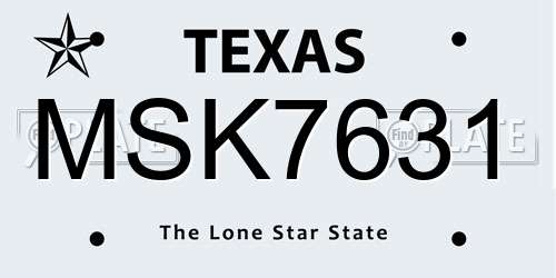 MSK7631 Texas License Plate