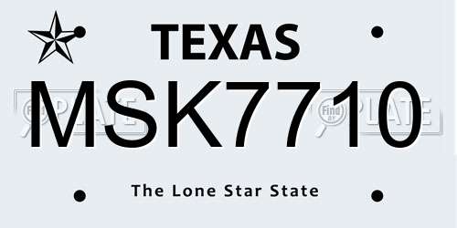 MSK7710 Texas License Plate