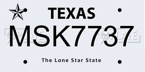 MSK7737 Texas License Plate
