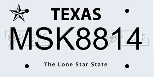 MSK8814 Texas License Plate