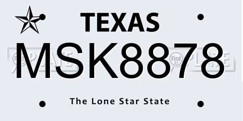 MSK8878 Texas License Plate