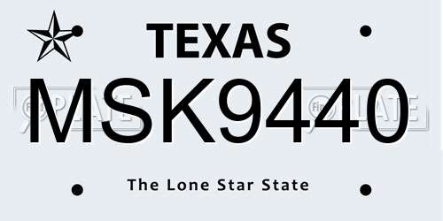 MSK9440 Texas License Plate