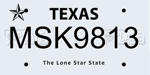 MSK9813 Texas License Plate