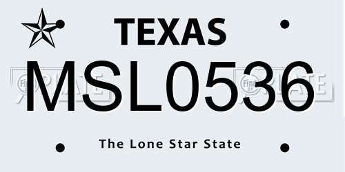 MSL0536 Texas License Plate