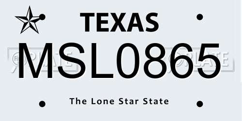 MSL0865 Texas License Plate