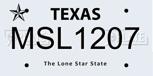 MSL1207 Texas License Plate