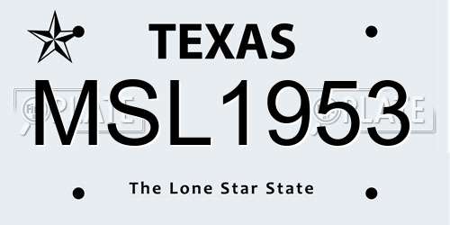 MSL1953 Texas License Plate