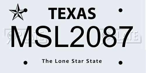 MSL2087 Texas License Plate