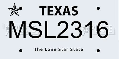 MSL2316 Texas License Plate