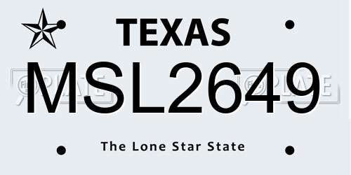 MSL2649 Texas License Plate
