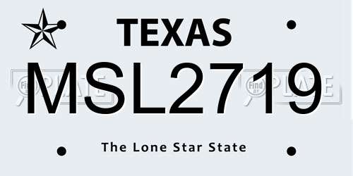 MSL2719 Texas License Plate