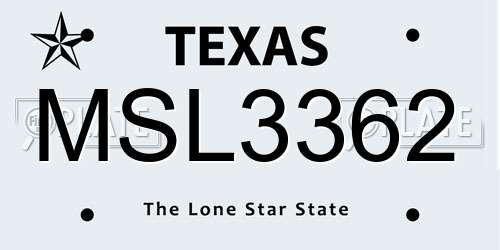 MSL3362 Texas License Plate