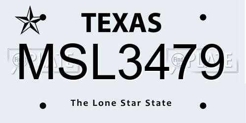 MSL3479 Texas License Plate