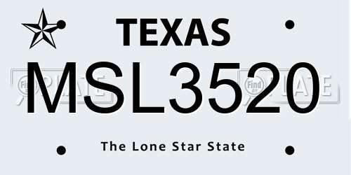 MSL3520 Texas License Plate