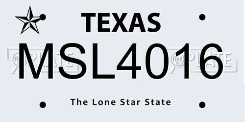 MSL4016 Texas License Plate