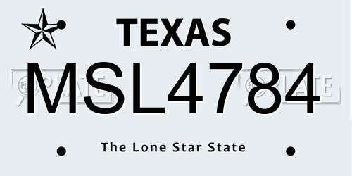 MSL4784 Texas License Plate
