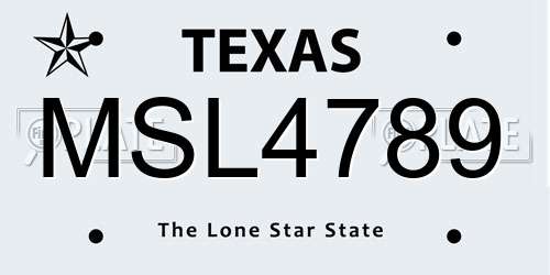 MSL4789 Texas License Plate