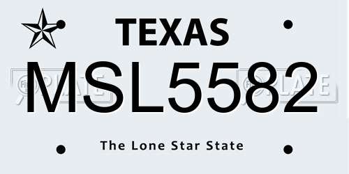 MSL5582 Texas License Plate