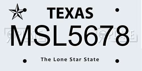 MSL5678 Texas License Plate