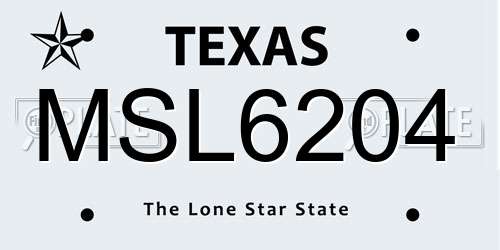 MSL6204 Texas License Plate
