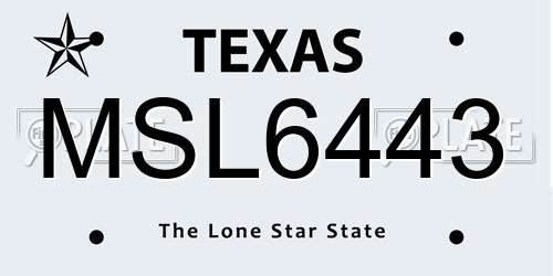 MSL6443 Texas License Plate