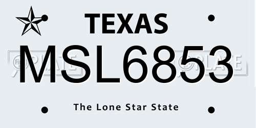 MSL6853 Texas License Plate