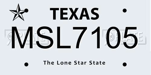 MSL7105 Texas License Plate