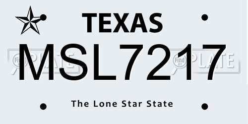 MSL7217 Texas License Plate
