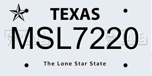 MSL7220 Texas License Plate